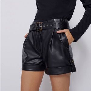 BLDWN Easton Black Leather Shorts